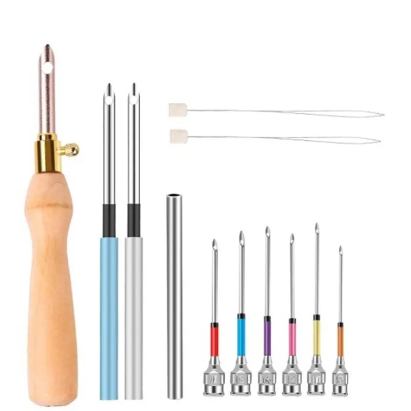 TECHCHIP Punch Needle Tool Kit Embroidery Stitching Punch Needle & Needle  Threader Embroidery Poking Cross Stitch Tools Knitting